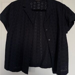 Banana Republic Navy Blue Eyelet Button-Down Shirt